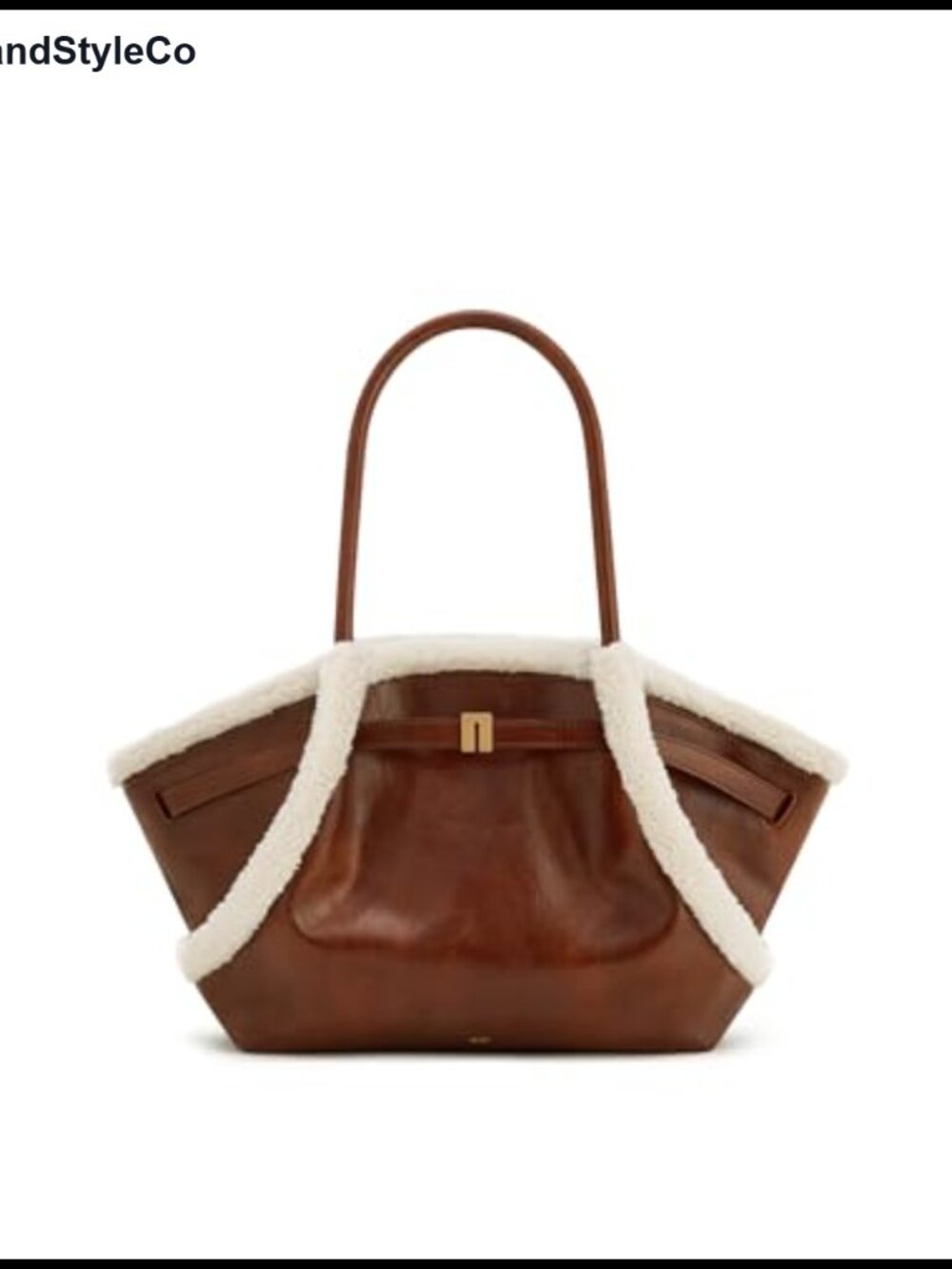 Vegan Leather Faux Fur Tote Bag Medium Satchel Handbag